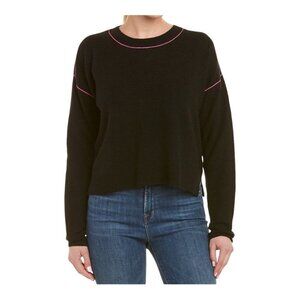 Joie Black Women Pink Seams Sweater Wool Cashmere Blend Short Crew Neck Size XXS